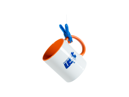 Mug grès blanc intérieur orange