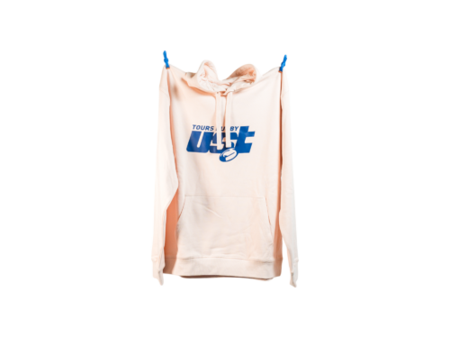 Sweat rose clair à capuche logo bleu